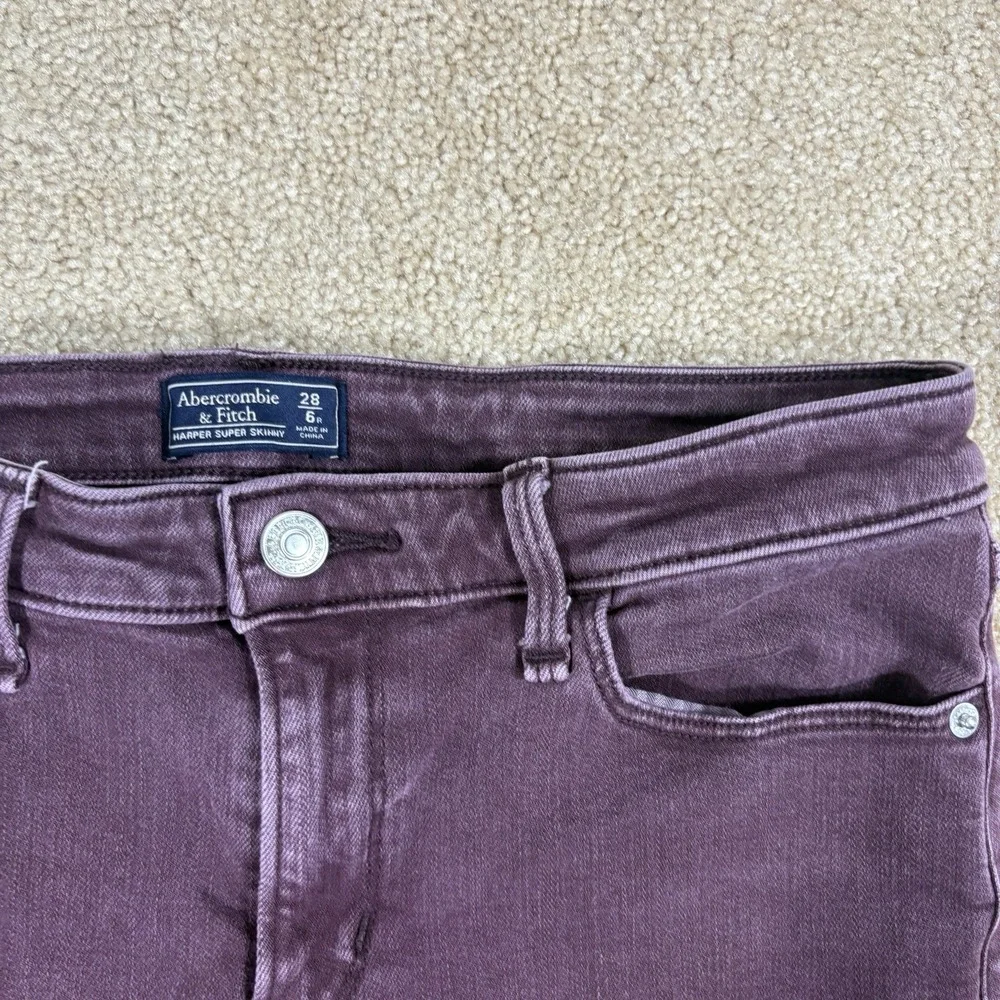 Abercrombie Fitch Harper Super Skinny Jeans Womens 28 6r Purple Mid Rise Stretch